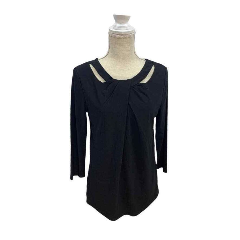 89th+Madison Black Blouse w/ Shoulder Cutouts Sz S NWT Business Casual